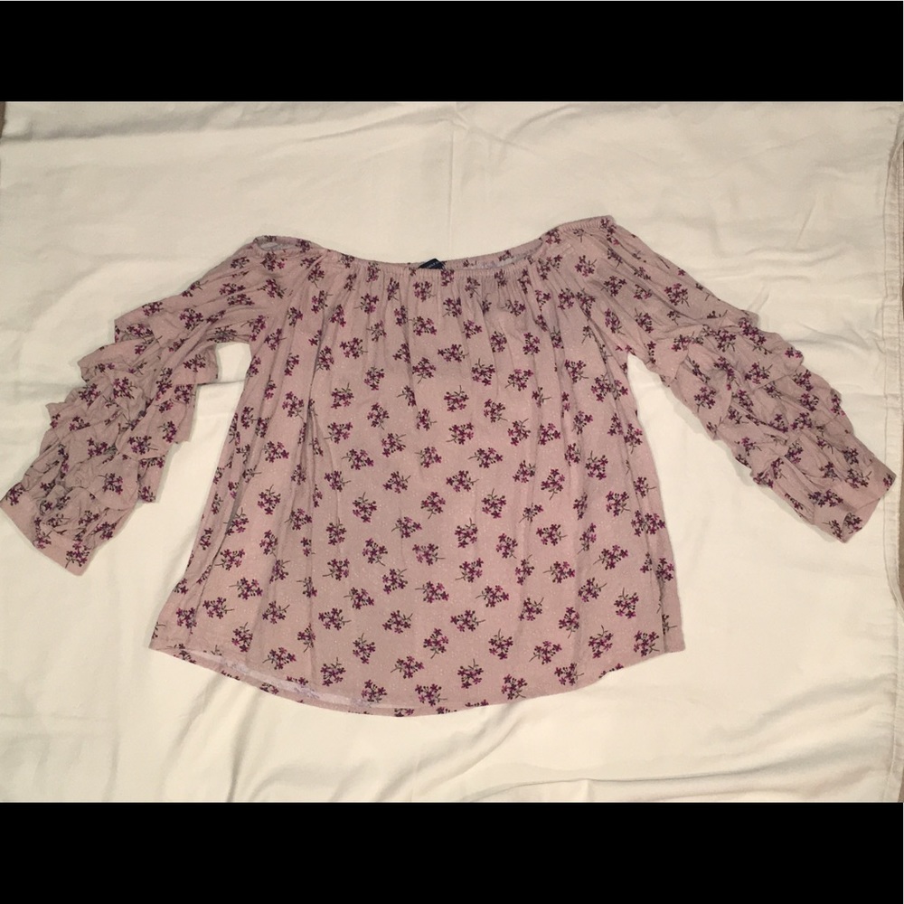 Floral off the shoulder top with balloon sleeves
